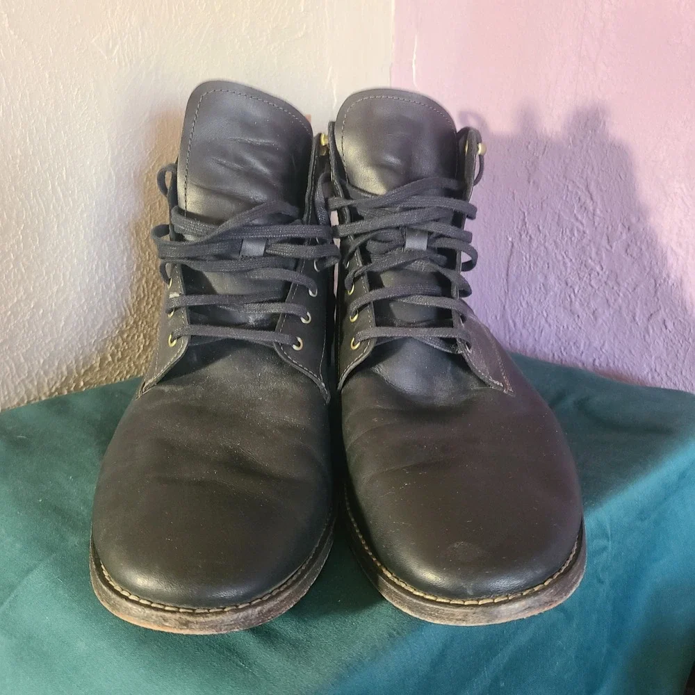 Cole Haan Feathercraft Grand OS Boots Mens 14M Black Leather Lace Up C30037